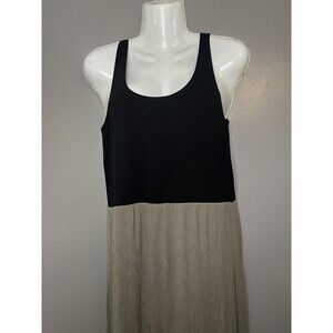 Lou & Grey Dress Womens Medium Black Olive Colorblock Maxi Sleeveless Tank